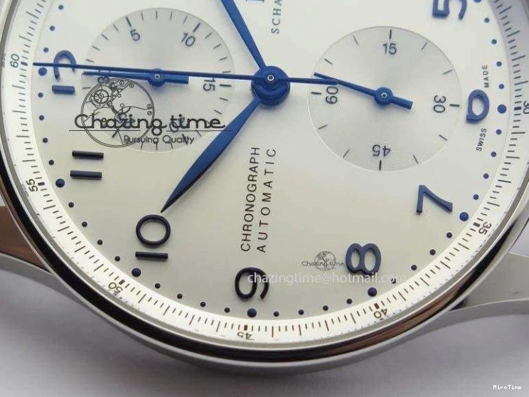 MIROTIME 0715 UrbanStyle Portuguese IW371446 ZF 1:1 Best Edition SS White Dial Blue Markers On Blue Leather Strap  A79350 V 7270